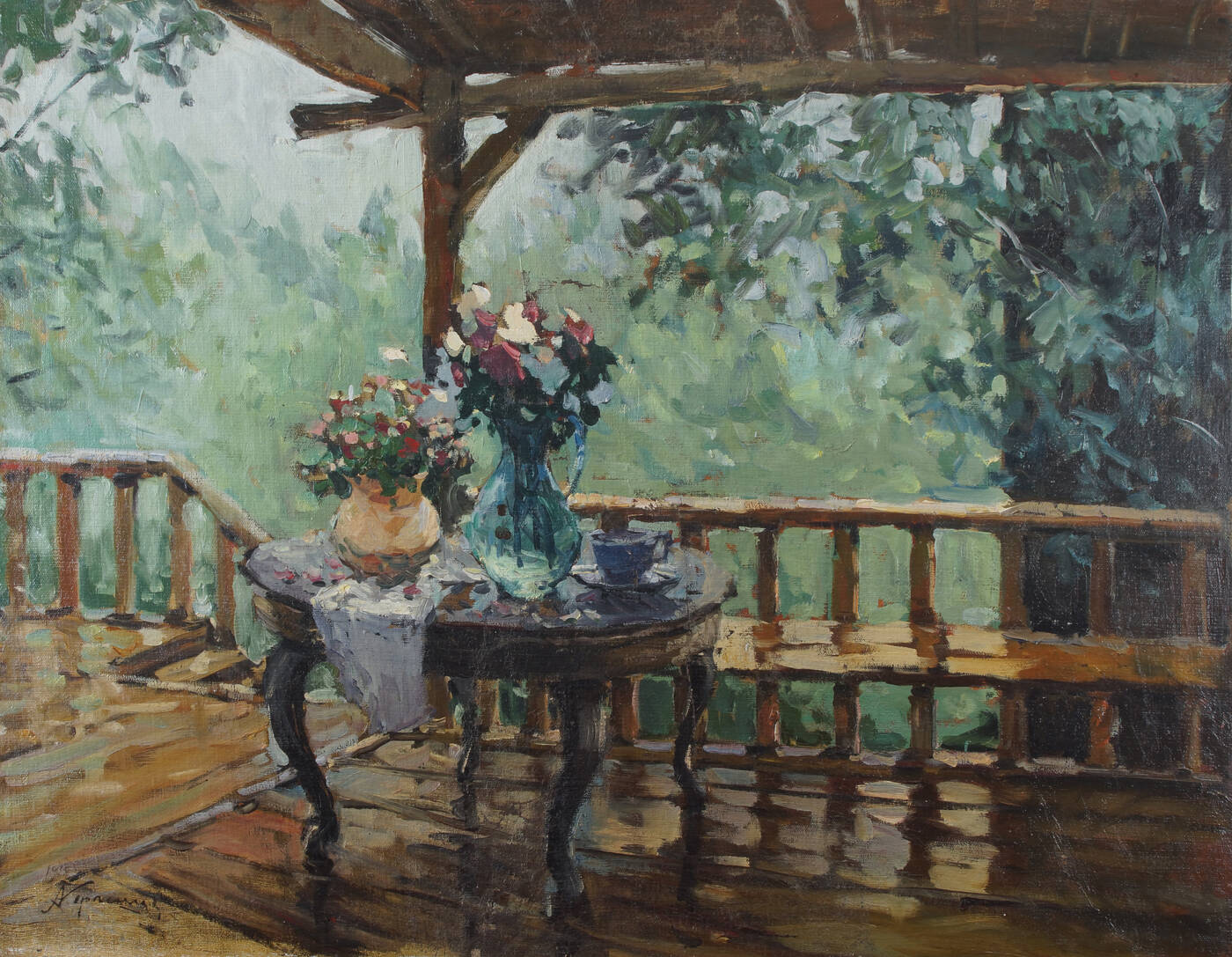 ALEKSANDR GERASIMOV - 'Vasi di fiori in veranda' 1935