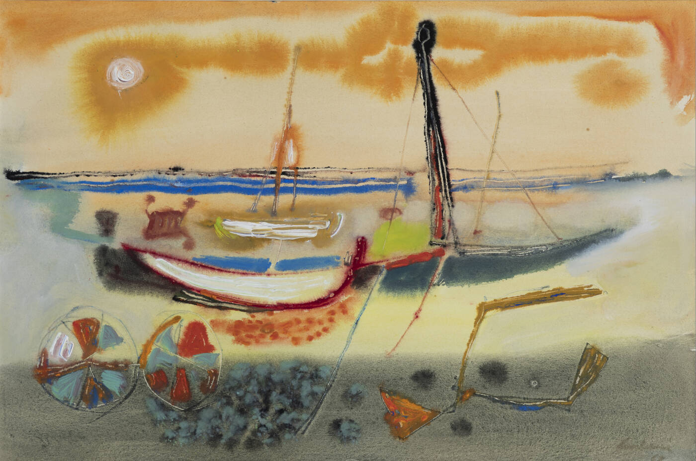 ENRICO PAULUCCI - 'Barche sulla spiaggia' 1967