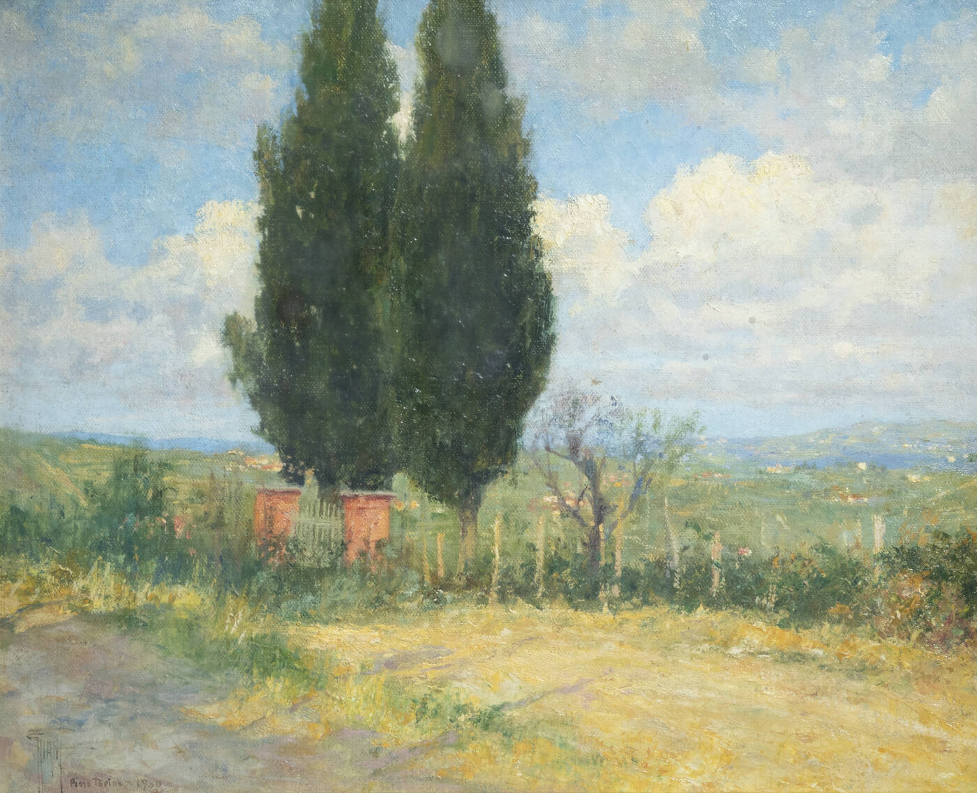 GIOVANNI GIANI - 'Cipressi a Pino Torinese' 1900