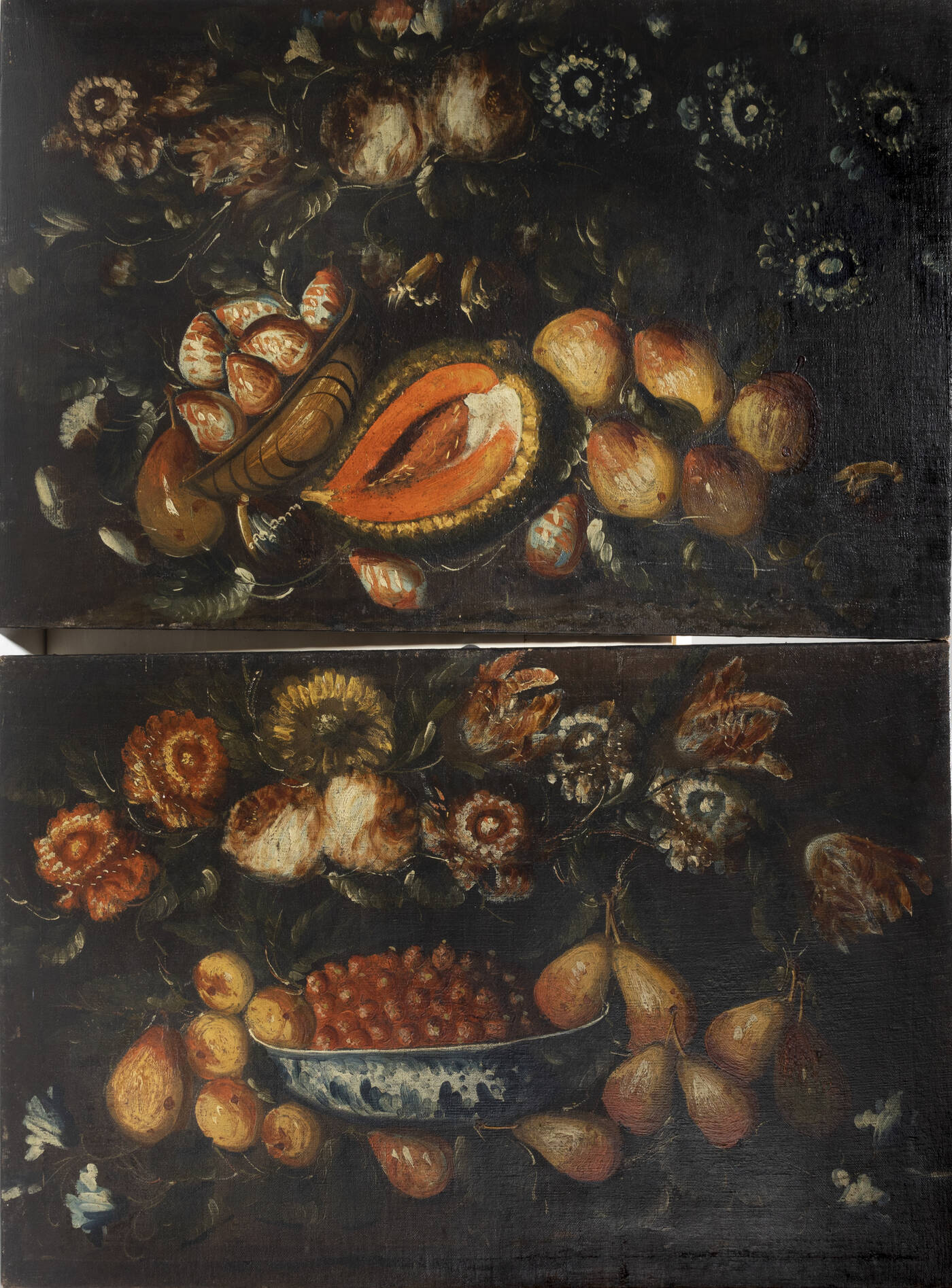 PITTORE ANONIMO - 'Coppia di nature morte' XVIII secolo